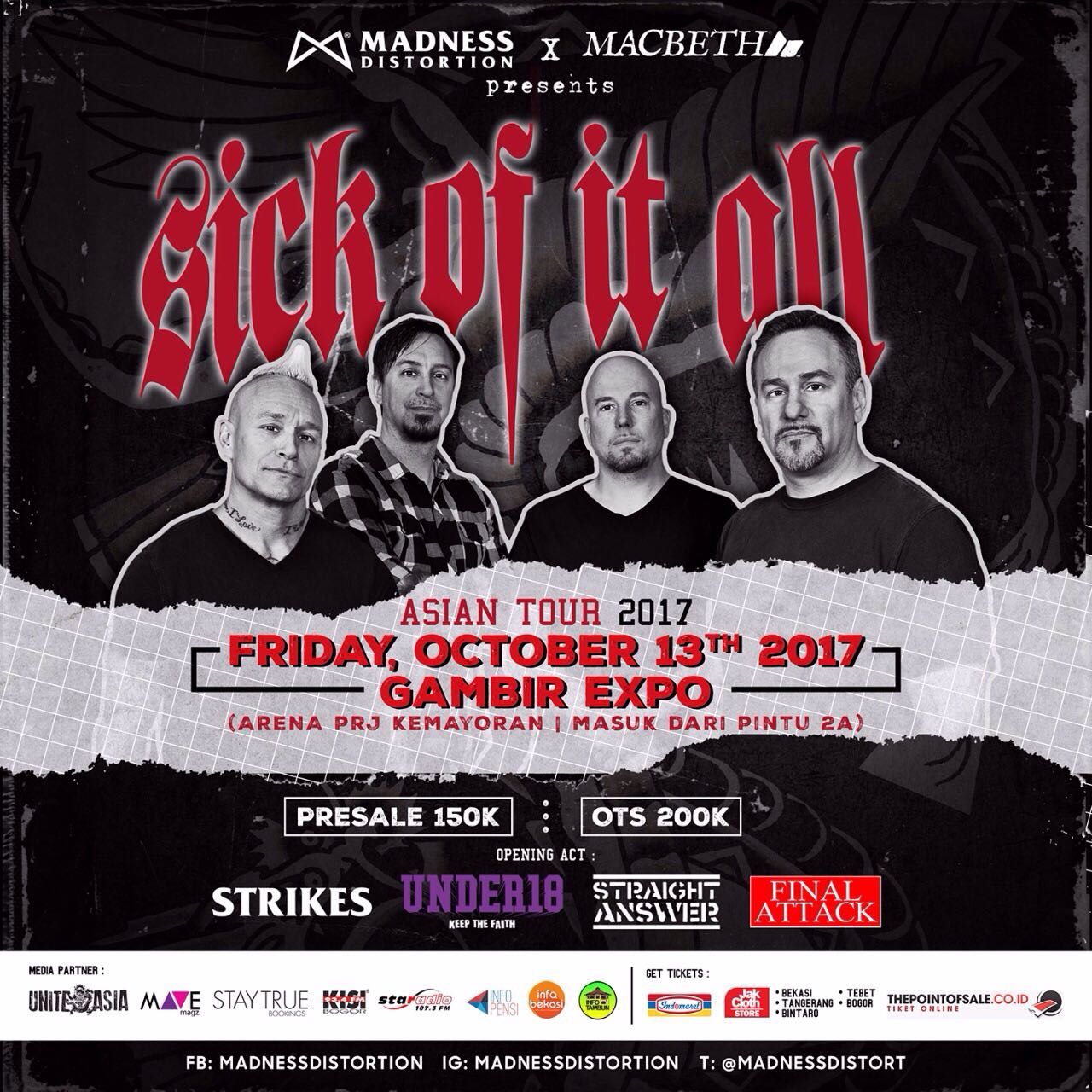 SICK OF IT ALL " ASIAN TOUR 2017 "